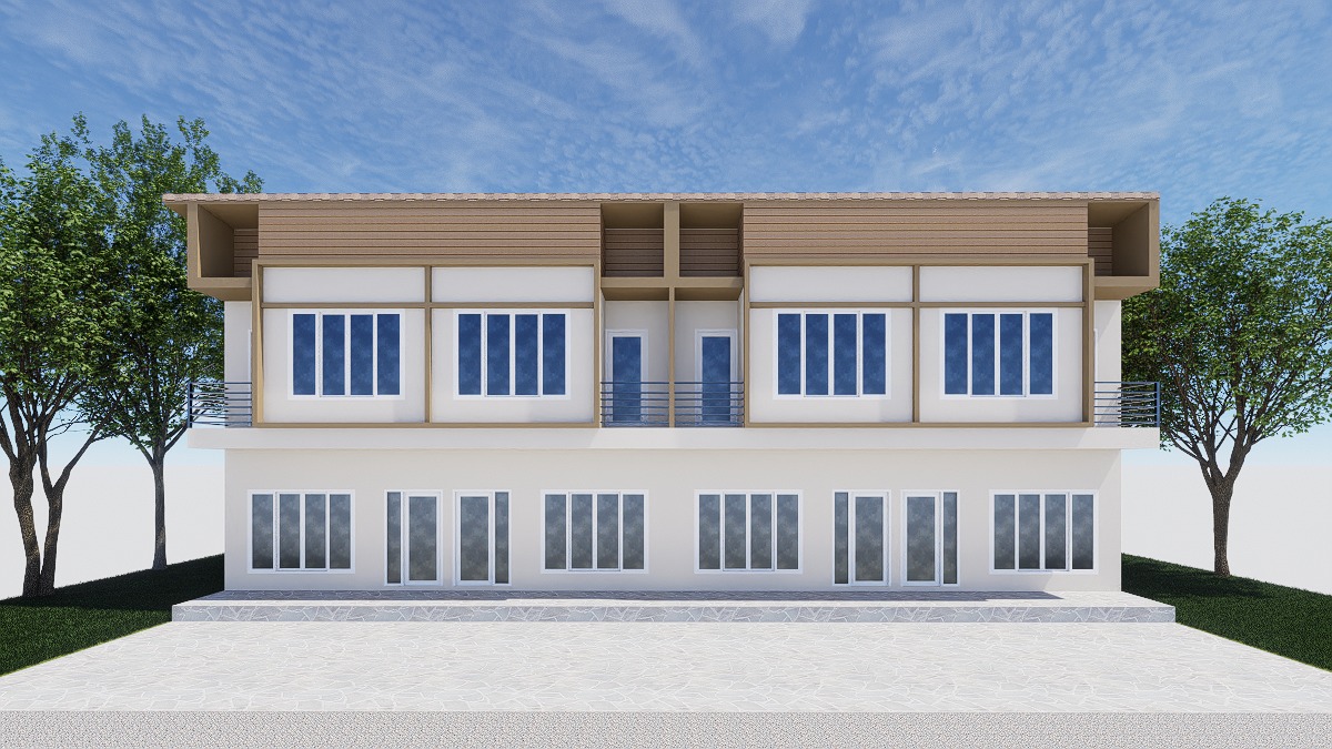 Design render of Commercial Building Design: Front elevation