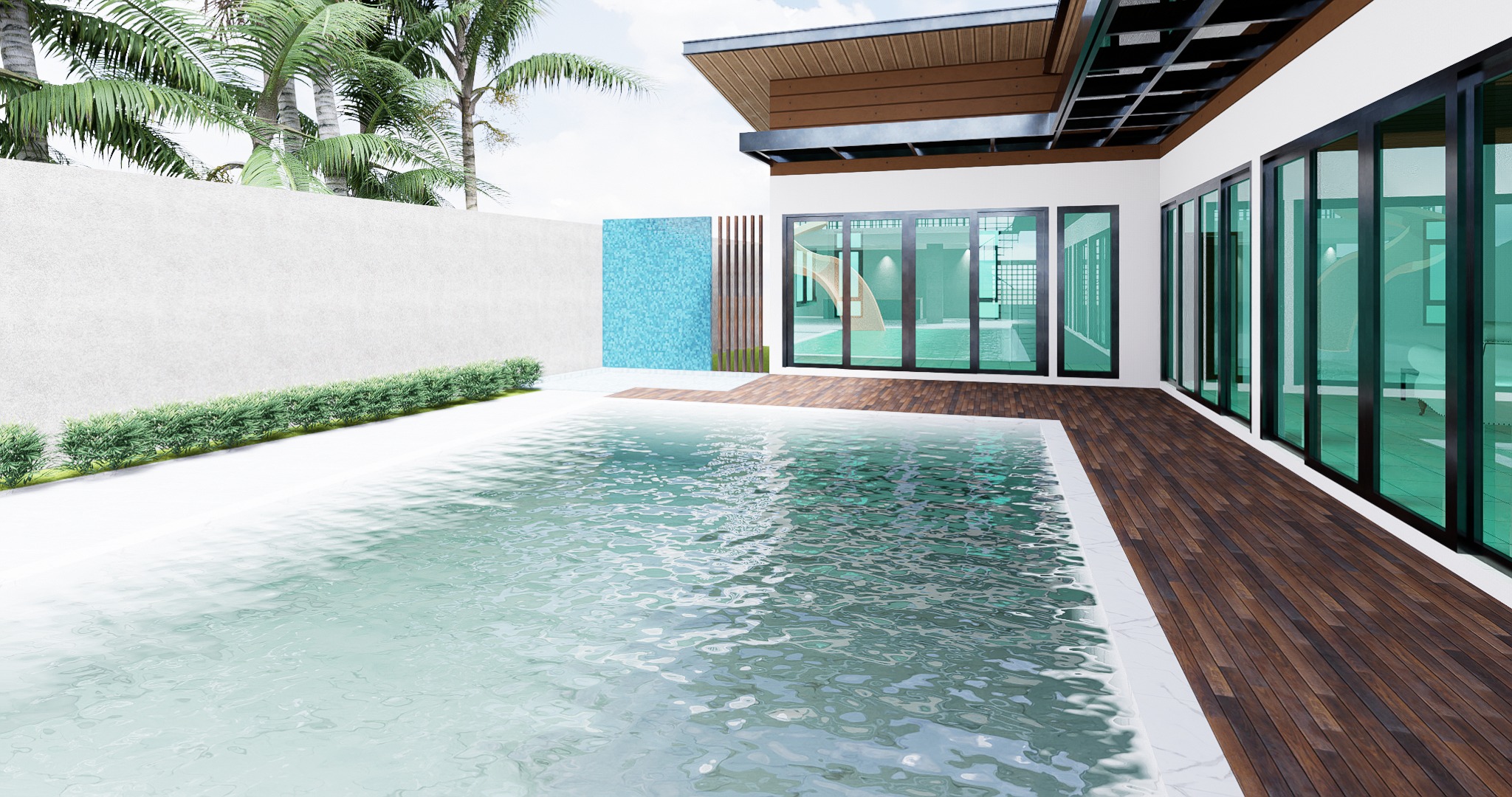 Design render of Khanom Pool Villa: Poolside corner