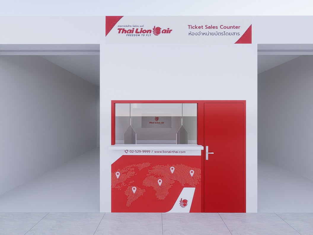 Design render of Thai Lion Air Ticket Counter: Front elevation