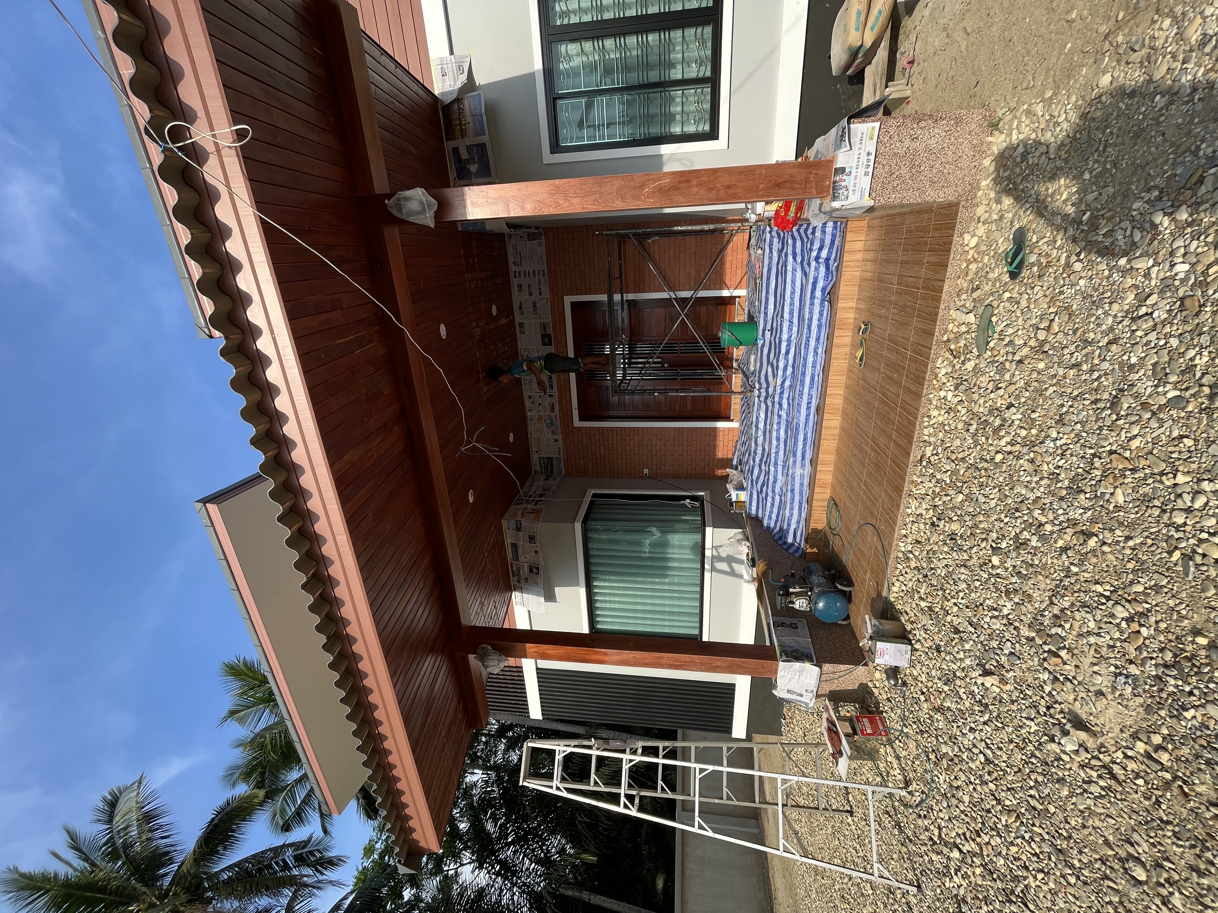 Site photograph of the Thasala house: Entrance during site works