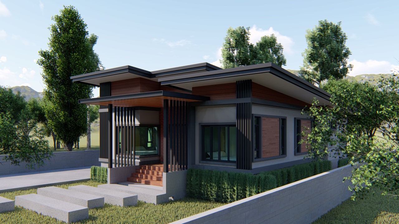 Design render of the Thasala house: Entrance perspective