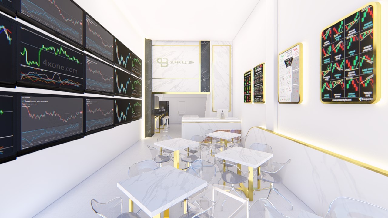 Design render of Trader Office: Market display wall