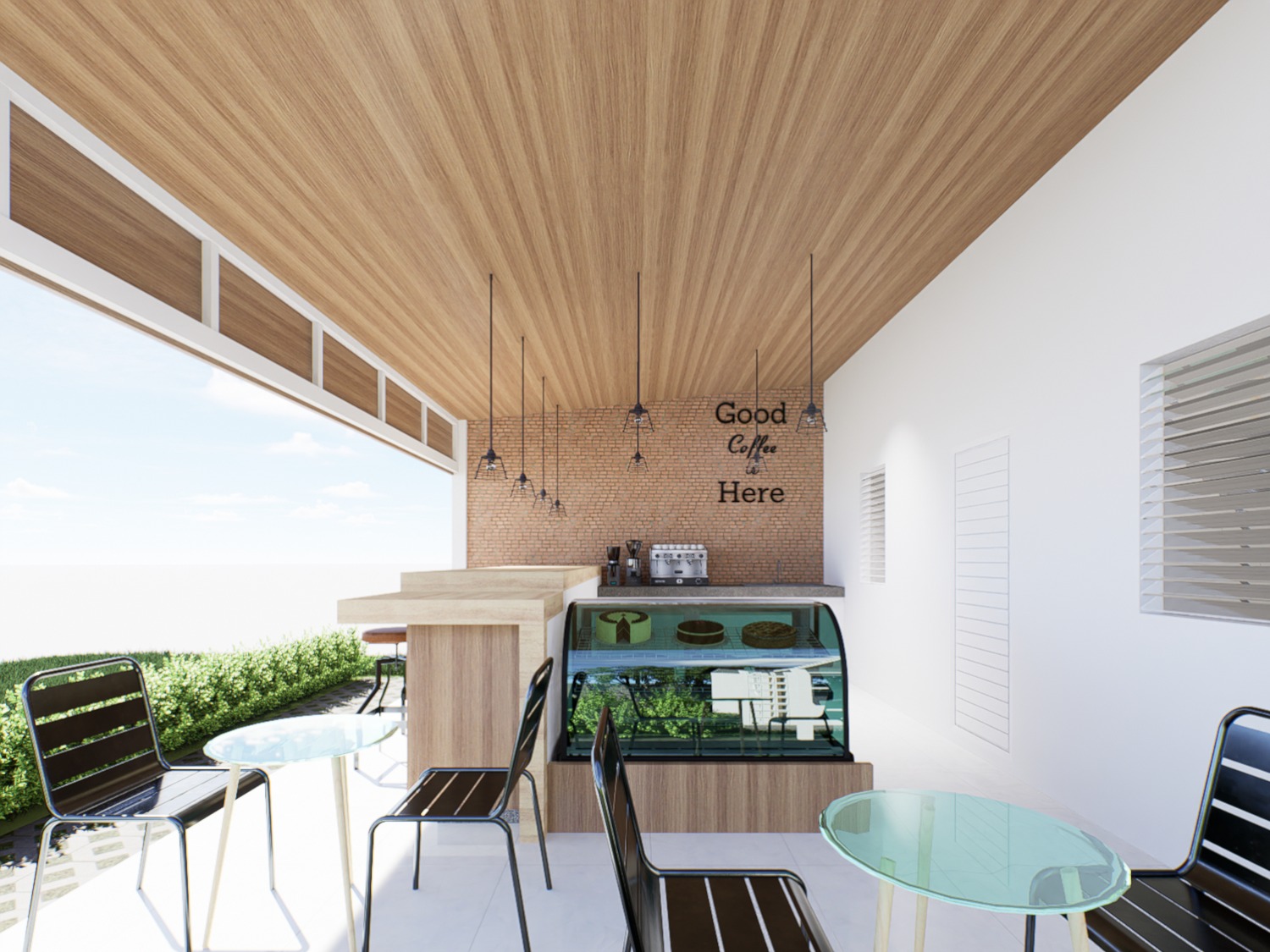 Design render of Tutoring School: Cafe interior detail