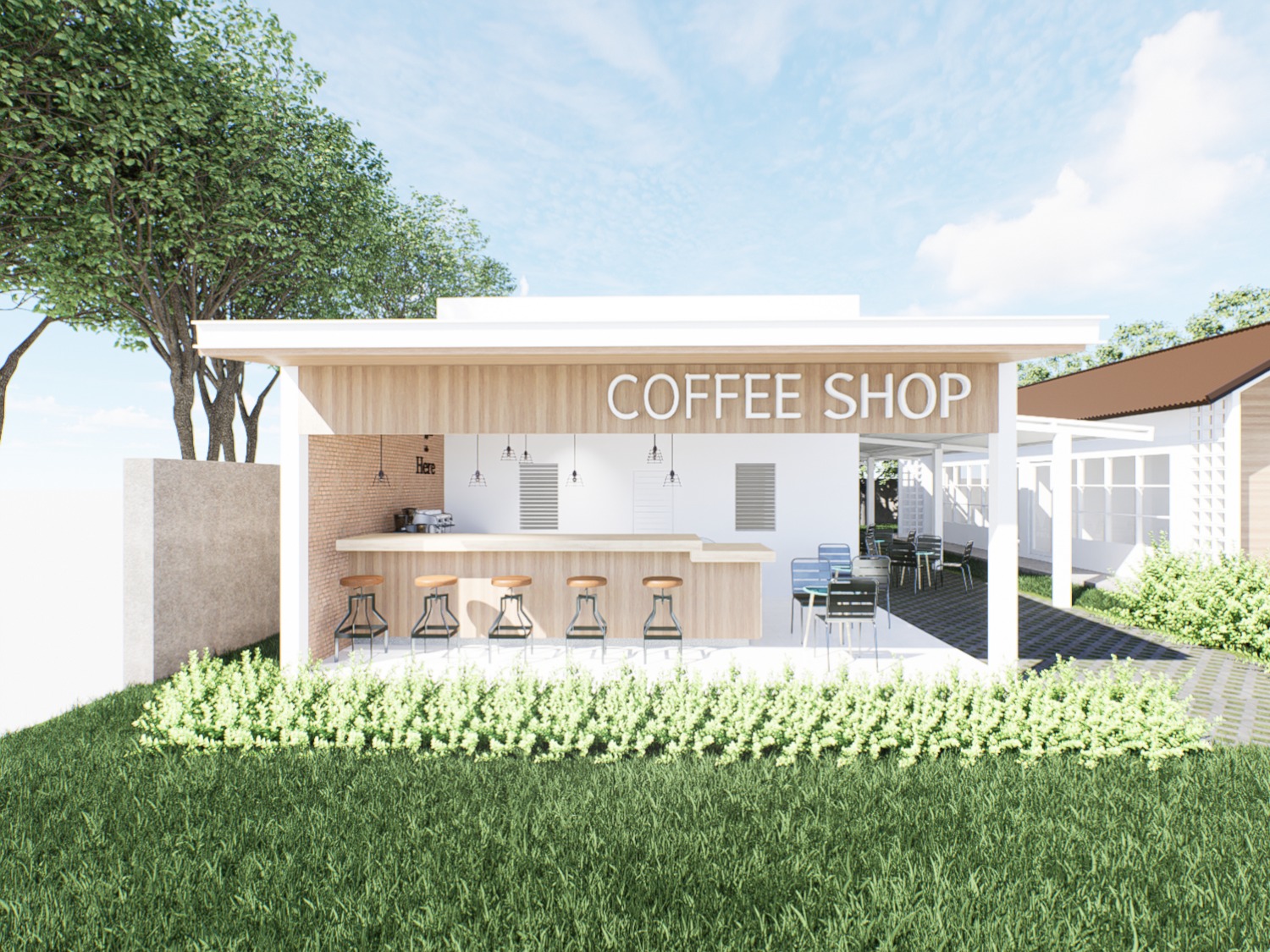 Design render of Tutoring School: Cafe approach